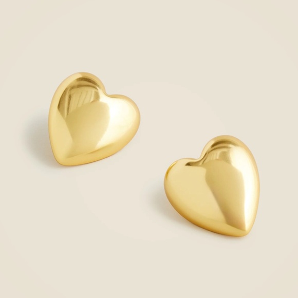 New JCREW Oversized Heart Earrings in Gold $49 CB823 - Picture 1 of 3